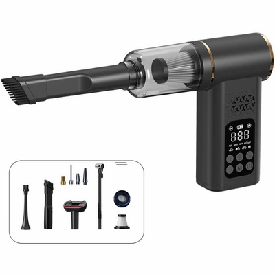 Multi-Purpose Car Wireless Vacuum Cleaner, Outdoor Emergency Portable Smart Tire Inflator, Digital Display Air Pump (Hava nasosu) - hb-805-car-air-pump-vacuum-cleaner-black-in-english