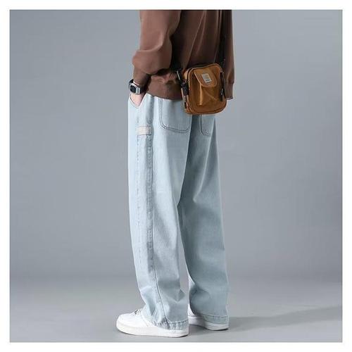 American Washed Retro Spring and Autumn Season Men's High Street Straight Leg Pants Trend Brand Plus Size Loose Wide Leg Long Pants