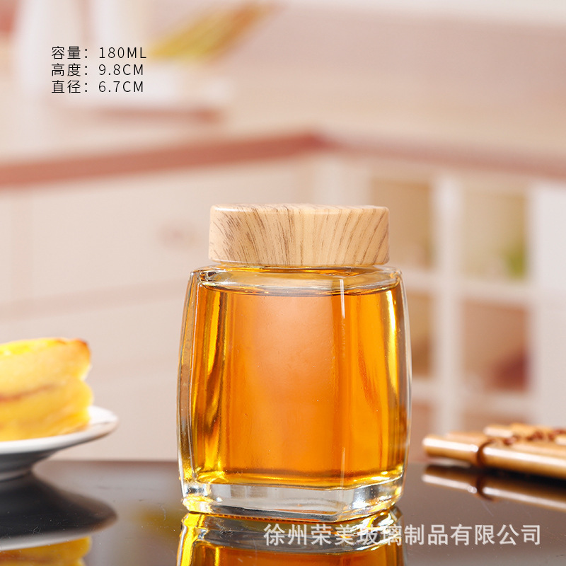 四方玻璃瓶玻璃密封罐蜂蜜瓶果酱瓶储存罐玻璃罐子透明玻璃瓶子|undefined