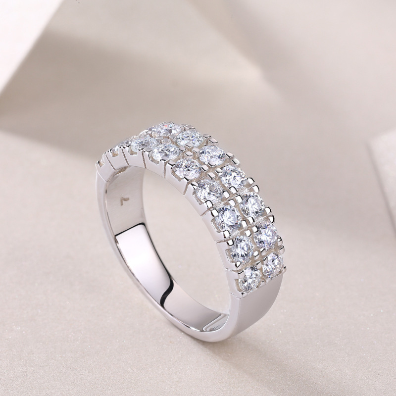 モアッサナイト S925 スターリングシルバーライト高級インターネットセレブリングクロスボーダー女性リング卸売多層非退色リングニッチデザイン|undefined