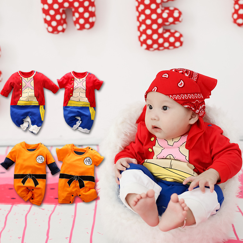 Mono de bebé de 0-1 años de edad, primavera y otoño anime japonés manwu vacío Dragon Ball Cosplay mameluco del bebé