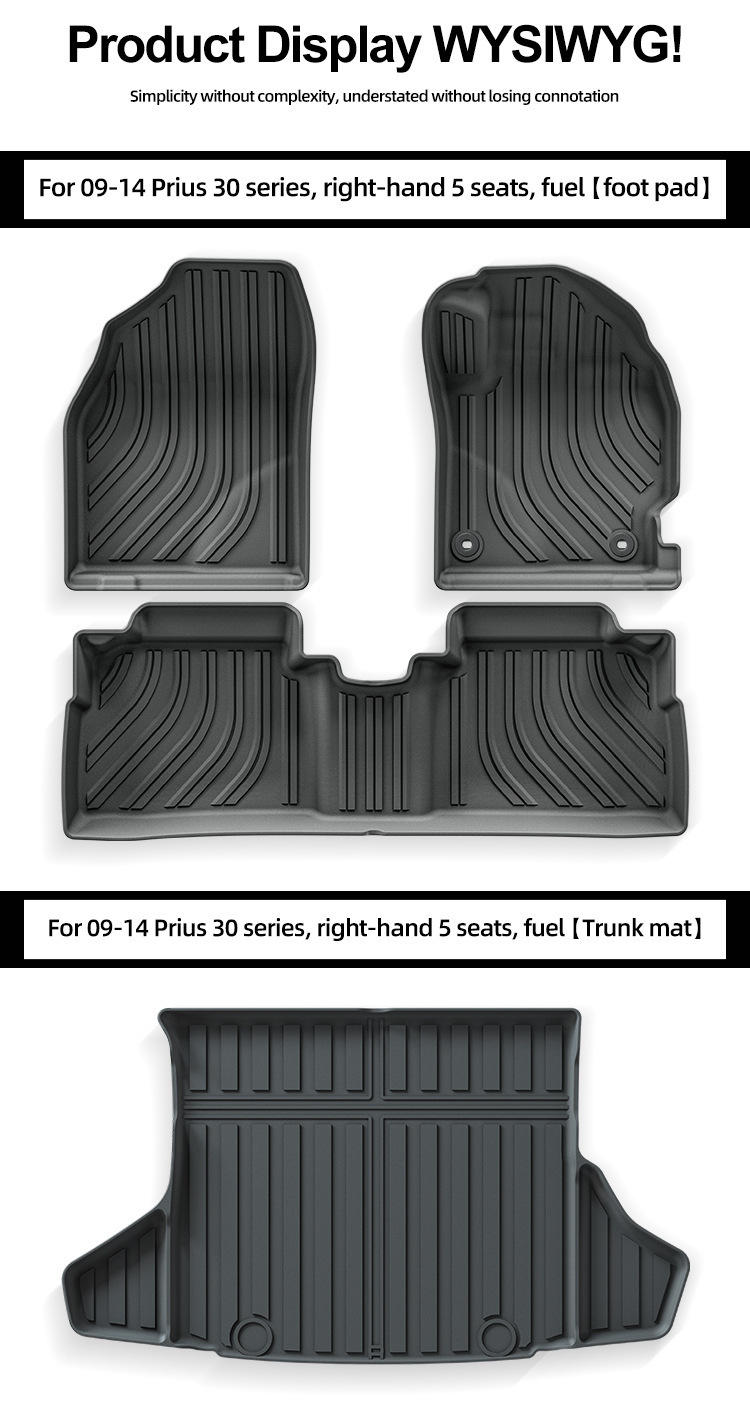 Suitable for 09-14 Prius Prius 30 Car Floor Mats Right-Hand Drive Tpe Fully Environmentally Friendly Trunk Mat Cross-Border