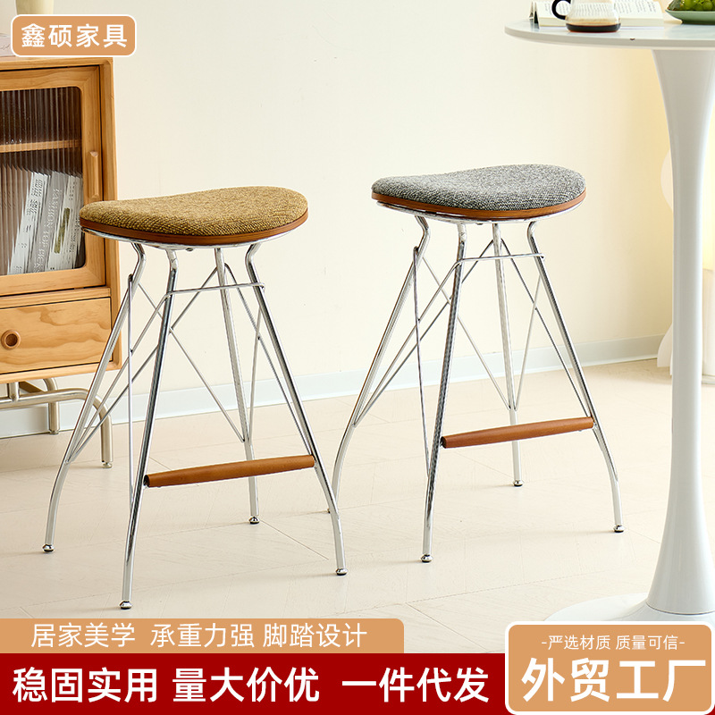 Second-Hand Bar Chairs for Small Apartments, Modern Simple Leisure Chairs, Restaurant Retro Creative Iron Bar Stools