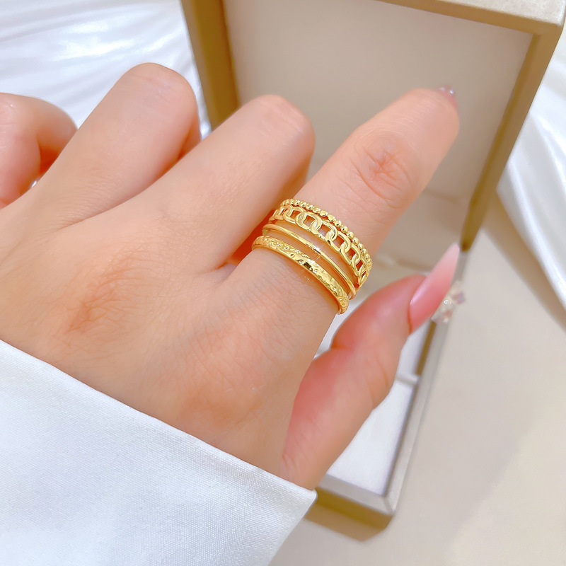 Anello minimalista con catena, regolabile, gioiello semplice, anello giapponese, anello di coppia_voghion.com