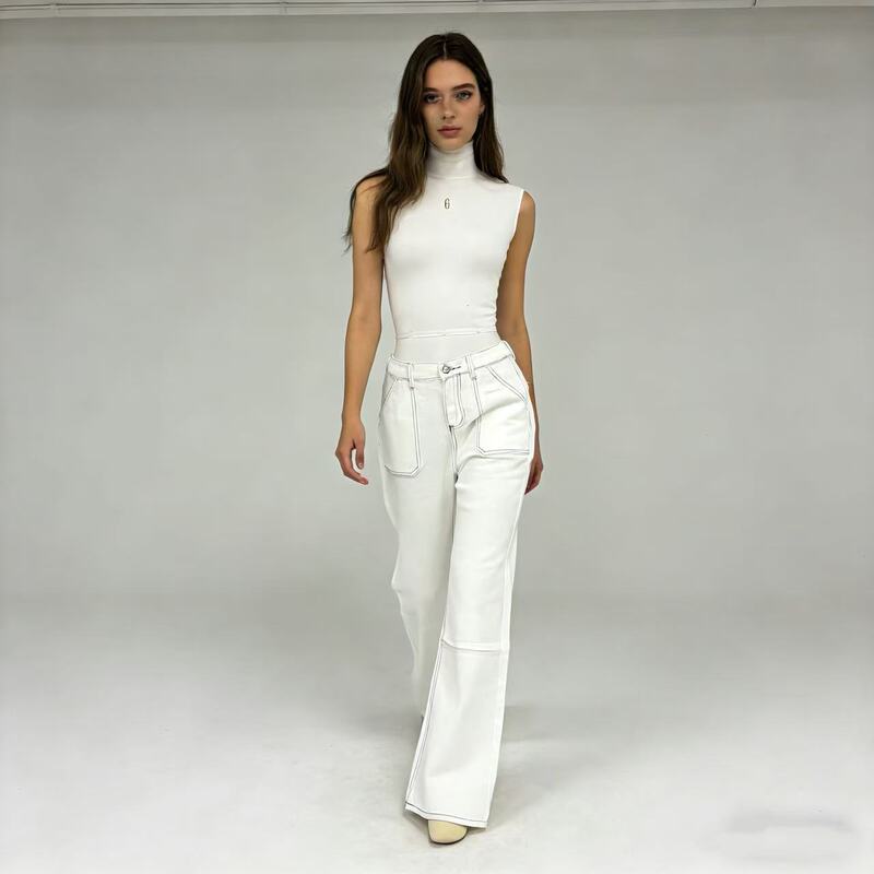 European and American New Style Cross-Border Foreign Trade Dropshipping High-Waisted Side Pocket Wide-Leg Women's Jeans European and American New Style Cross-Border Foreign Trade Dropshipping High-Waisted Side Pocket Wide-Leg Women's Jeans