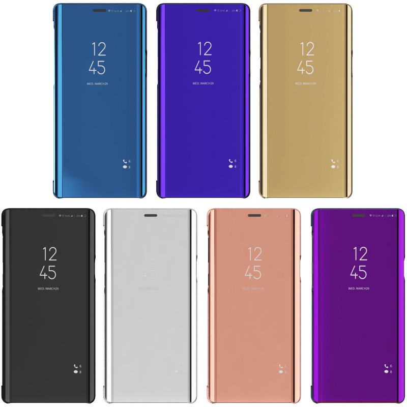 Adecuado para Samsung S25edge funda de cuero con tapa abatible, espejo galvanizado, soporte tridimensional Note20, protección contra caídas S24