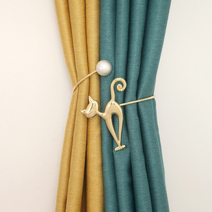 Cross-Border Hot-Selling New Creative Animal Kitten Playing Luxury High-End Metal Adjustable Curtain Tiebacks Wholesale