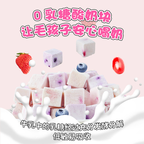 Wholesale pet dog snacks freeze-dried fruit yogurt blocks cats chew probiotic dog cheese 100g
