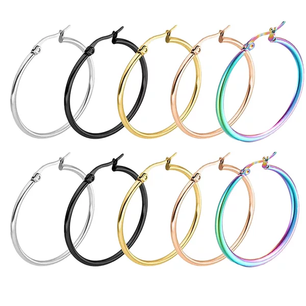 Classic Stainless Steel Hoop Earrings, Exaggerated High-End Titanium Steel European and American Earrings Buckle Jewelry