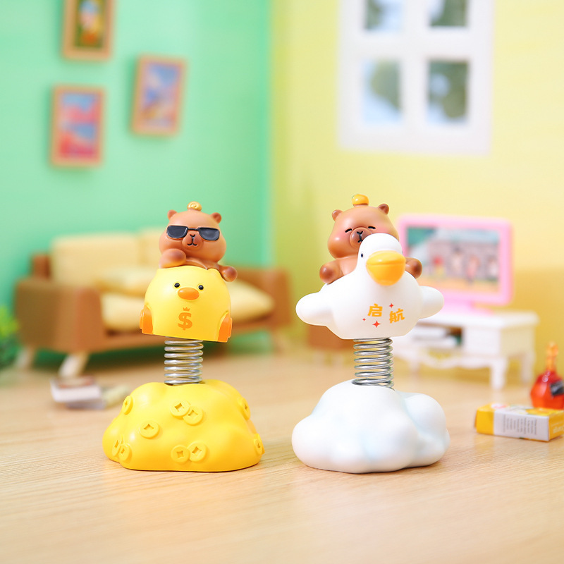 Swinging Capybara Figurine Creative Capybara Trendy Cartoon Resin Desktop Decoration Holiday Gift