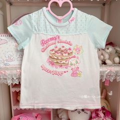 夏mp日本子供っぽいかわいい甘い漫画ソフトガールTシャツヴィンテージ女の子服半袖ショートトップ