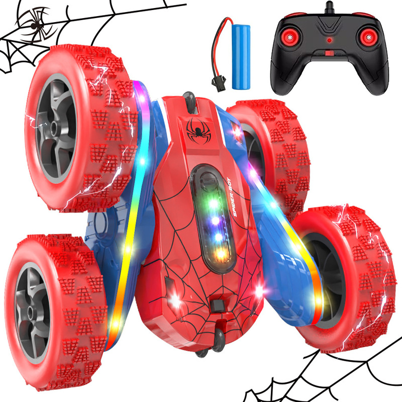Cross-border 2.4G remote control lighting spider double-sided rollover stunt car swing arm drift electric remote control car children's toys