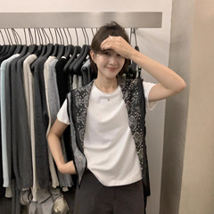 MISS密思家-2025早秋简约基础款磨毛百搭显瘦纯色短袖T恤女89019