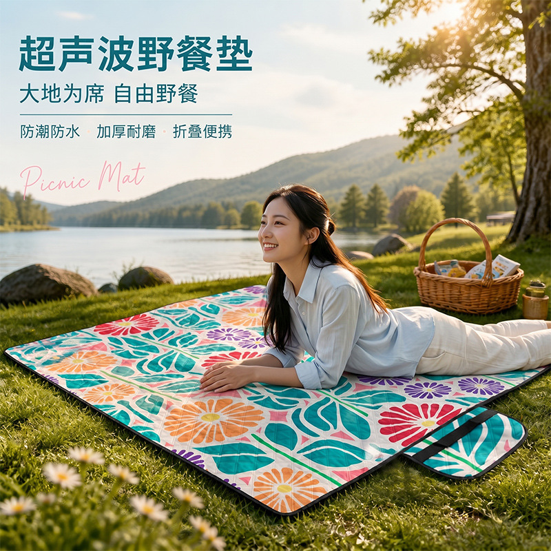 Ultrasonic Picnic Mat, Thickened Moisture-Proof and Waterproof Lawn Mat, Foldable Mat, Portable Outdoor Beach Mat, Customizable Ultrasonic Picnic Mat, Thickened Moisture-Proof and Waterproof Lawn Mat, Foldable Mat, Portable Outdoor Beach Mat, Customizable