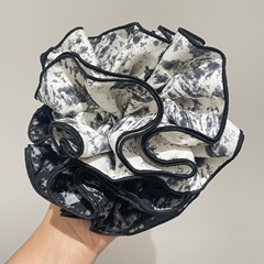 复古法式水墨画大肠发圈小众高级感气质头花扎头发橡皮筋发绳发饰