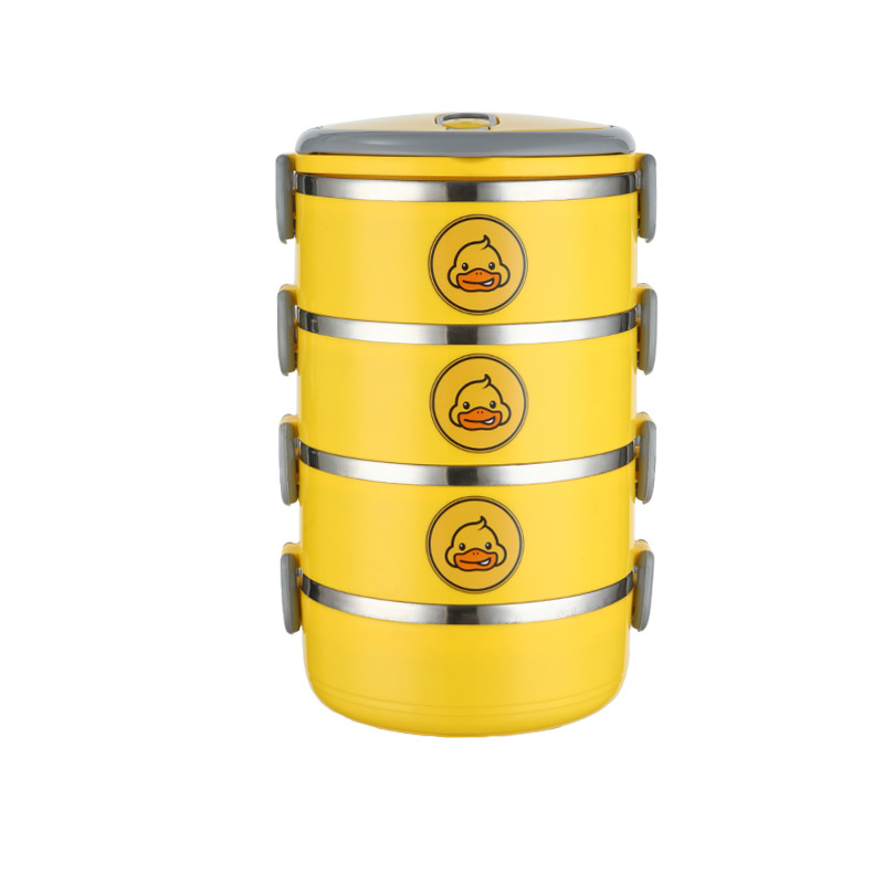 304 caja de almuerzo aislada de pato amarillo de acero inoxidable doble capa multi-capa estudiante trabajador de oficina portátil caja de almuerzo entrega de regalo