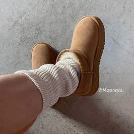 厚底雪地靴女皮毛一体2025秋冬新款保暖短靴圆头羊毛棉鞋