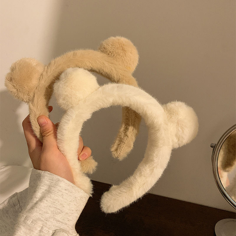 Donne, Nuovo accessorio dolce dei cartoni animati, Fascia per capelli in peluche per bambini, Grazioso ornamento per capelli per lavarsi il viso_voghion.com