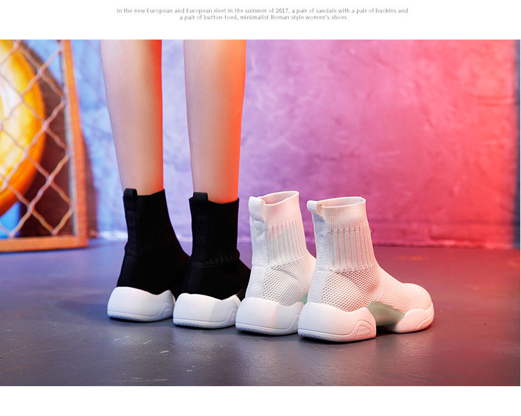 Elastic sock shoes women's 2022 spring new INS influencer Korean version of ulzzang casual sneakers flying woven sock boots_voghion.com