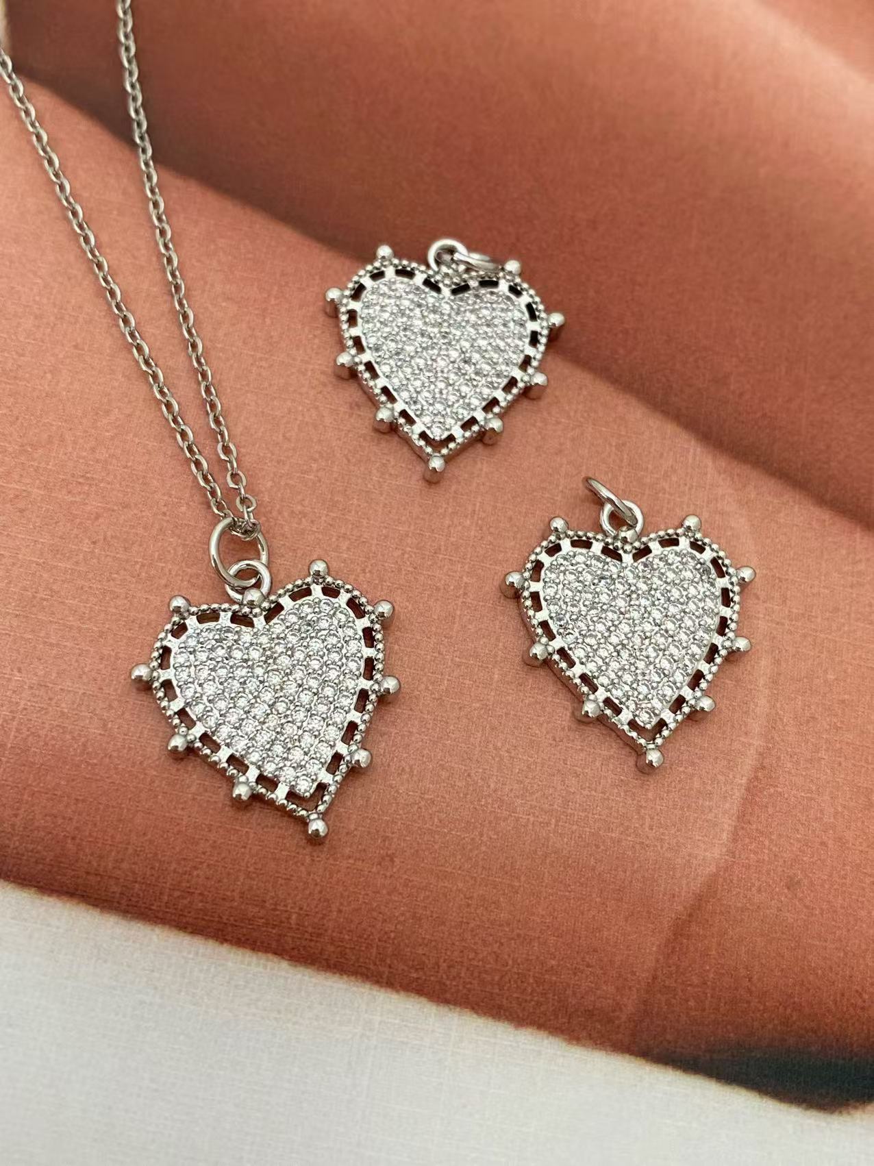 5g Weight Pendant, Chain Jewelry Making Type 18K Gold Plated Plating Material 1 Piece Copper 18K Gold Plated Heart Shape DIY Jewelry Accessories Pendant Chain