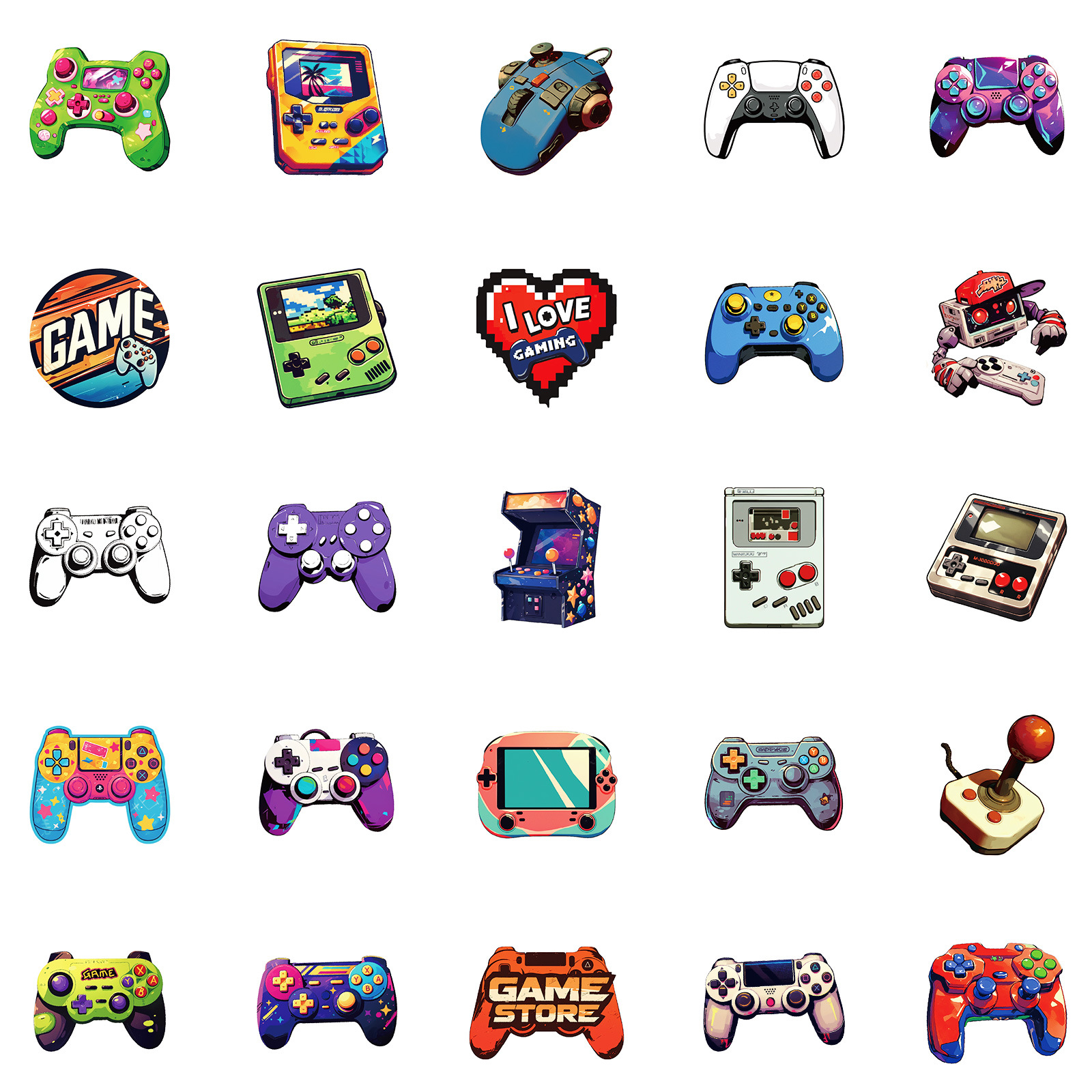 (2개) 50가지의 창의적인 개성 클래식 다양한 게임 핸들 게임 콘솔 스티커 모바일 폰 쉘 스케이트보드 기타 스티커 장식