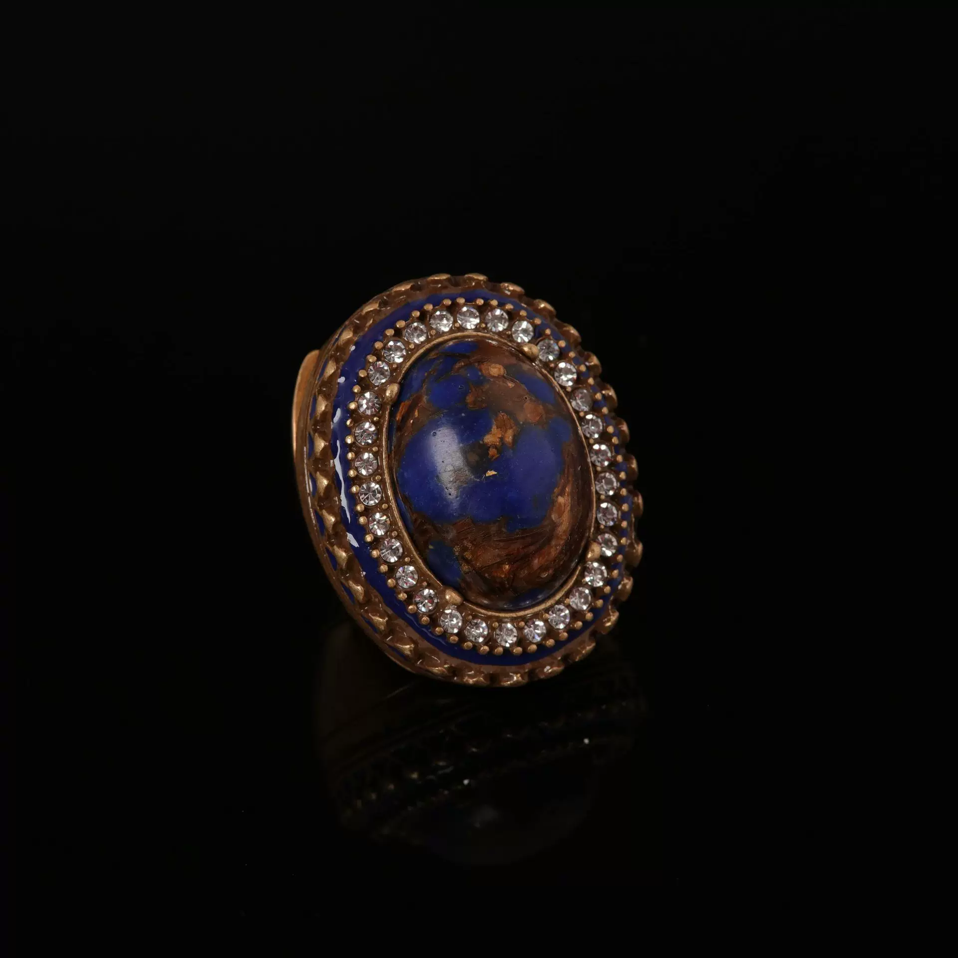 中古vintage西洋高级感经典复古星球饰品手工天然石重工戒指批发