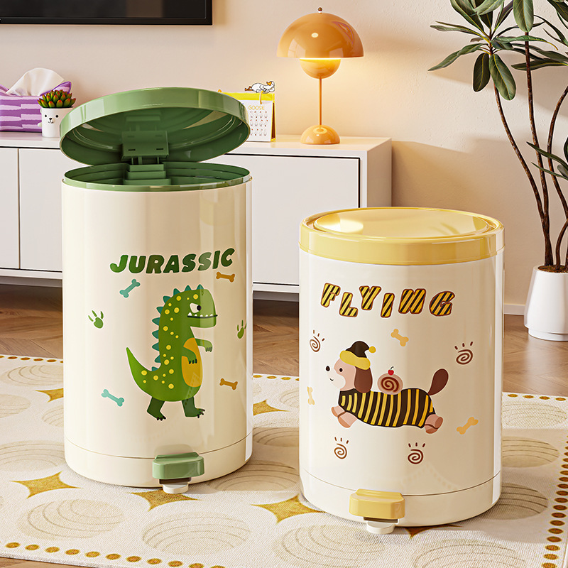 Trash Can with Foot Pedal for Home Use in Living Room, Bedroom, Bathroom, with Lid, Silent, Large Capacity, Waste Storage Bin, Paper Basket