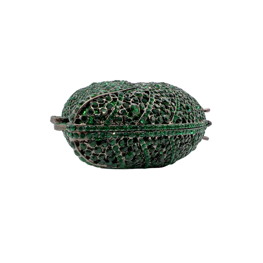 Túi clutch nữ đính đá hình chiếc lá hộp kim loại cứng dự tiệc — ngọc lục bảo, Tùy chỉnh các màu khác chi tiết 7