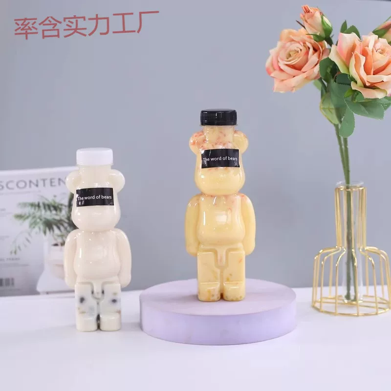 disposable tea cup, cartoon plastic bottle for commercial use, with little bears