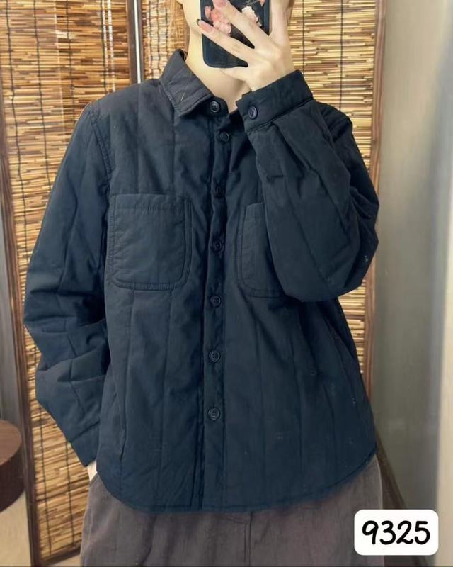 高端品质复古棉衣女冬季女装翻领夹棉长袖外套女新款气质款薄棉衣|undefined