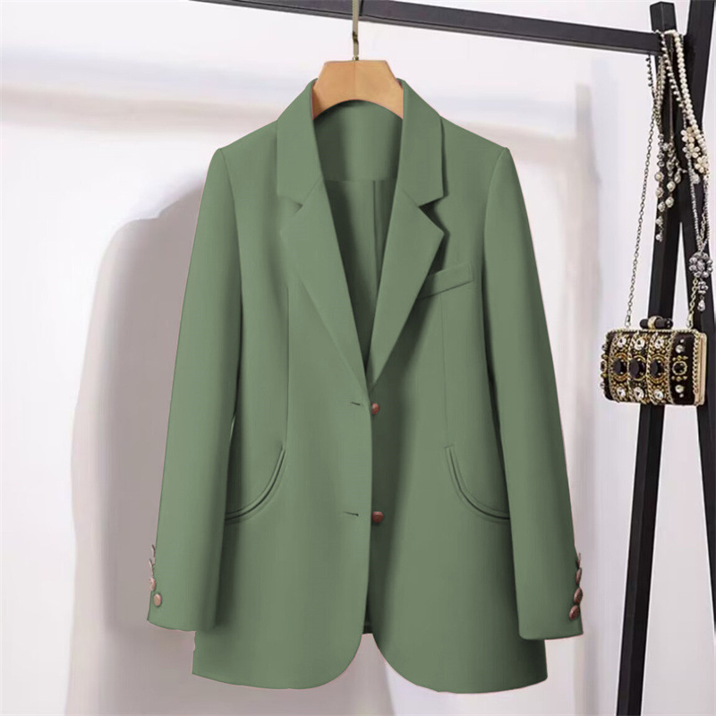 2025 Autumn New Green Suit Jacket Women's Korean-style British-style Loose Design All-match Small Suit Women