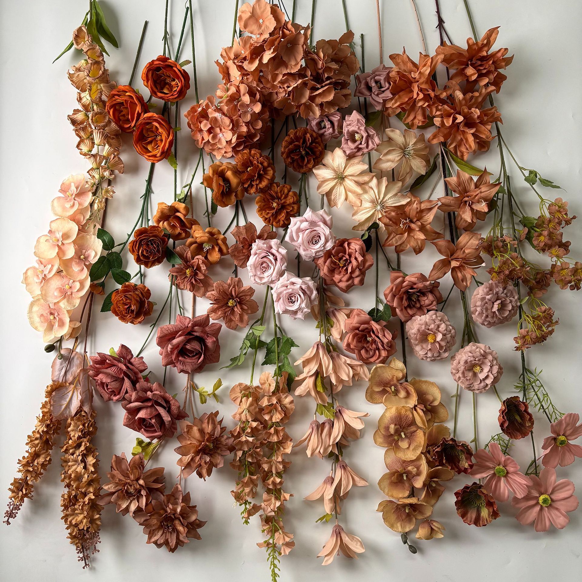 Wedding Artificial Flowers, Autumn Wedding Coffee Color Decorative Flowers, Wedding Floral Caramel Color Ornaments, Silk Flowers, Artificial Flowers