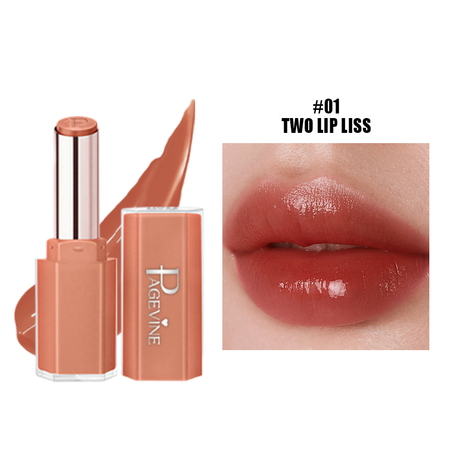 Cross-border Beauty PAGE VINE Mirror Light Lipstick para desarrollar el color, retener el maquillaje y humectar la superficie del espejo sin tazas de agua, hidratante y brillante.