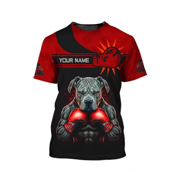 Men's Combat Boxing Sports T-Shirt with 3D Printed Name Print Funny T-Shirt Short Sleeve Printed Round Neck T-Shirt