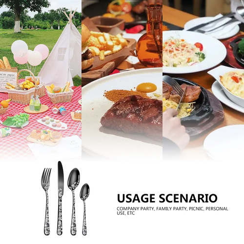 Cross-border Amazon pattern stainless steel tableware set, Western steak knife, fork and spoon for 6 people, 24-piece set