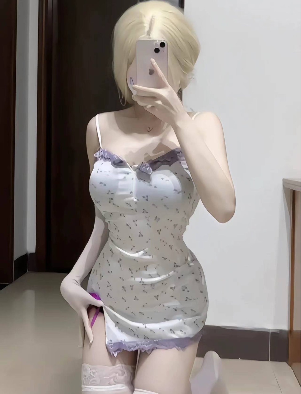 Elegant Lady Lace Sling Nightdress 528, Sheer Floral Chemise, Slimming Sheath Fit — detail image 2