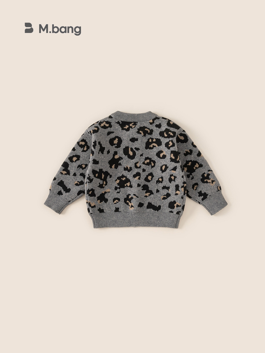Yubao ropa infantil suéter de primavera y otoño niñas cardigan de punto chaqueta de leopardo para niños 2026 otoño y invierno nuevo