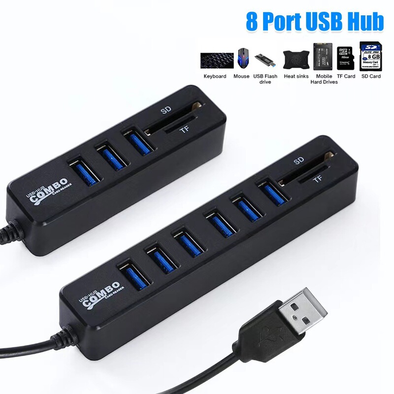 USB2.0 splitter hub SD/TF card all-in-one card reader 3-port 6-port HUB docking station