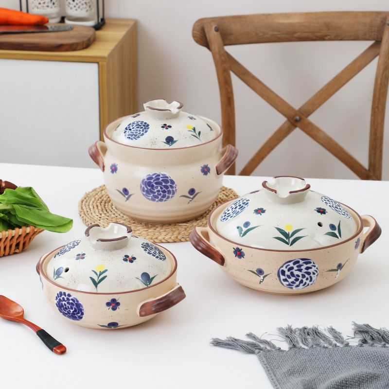 Japanese Casserole Ceramic Soup Pot Household Gas Stew Small Casserole Porridge Pot Cooking Clay Pot Rice Stew Soup Pot