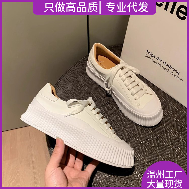 Biscuit Shoes for Women 2025 Summer New Versatile Thick-Soled White Shoes Casual Sneakers Corrugated Platform Shoes Sneakers