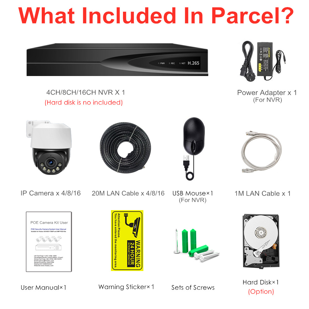 Acarte 4K CCTV HD Kamerasystem Set 8MP POE Überwachungskamera Set