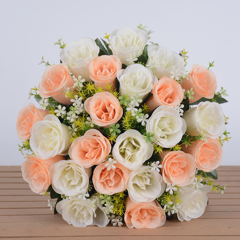 Ramos de rosas artificiales de seda (flores secas), para decoración de bodas (sendero), hogar, mesas o centros de mesa.