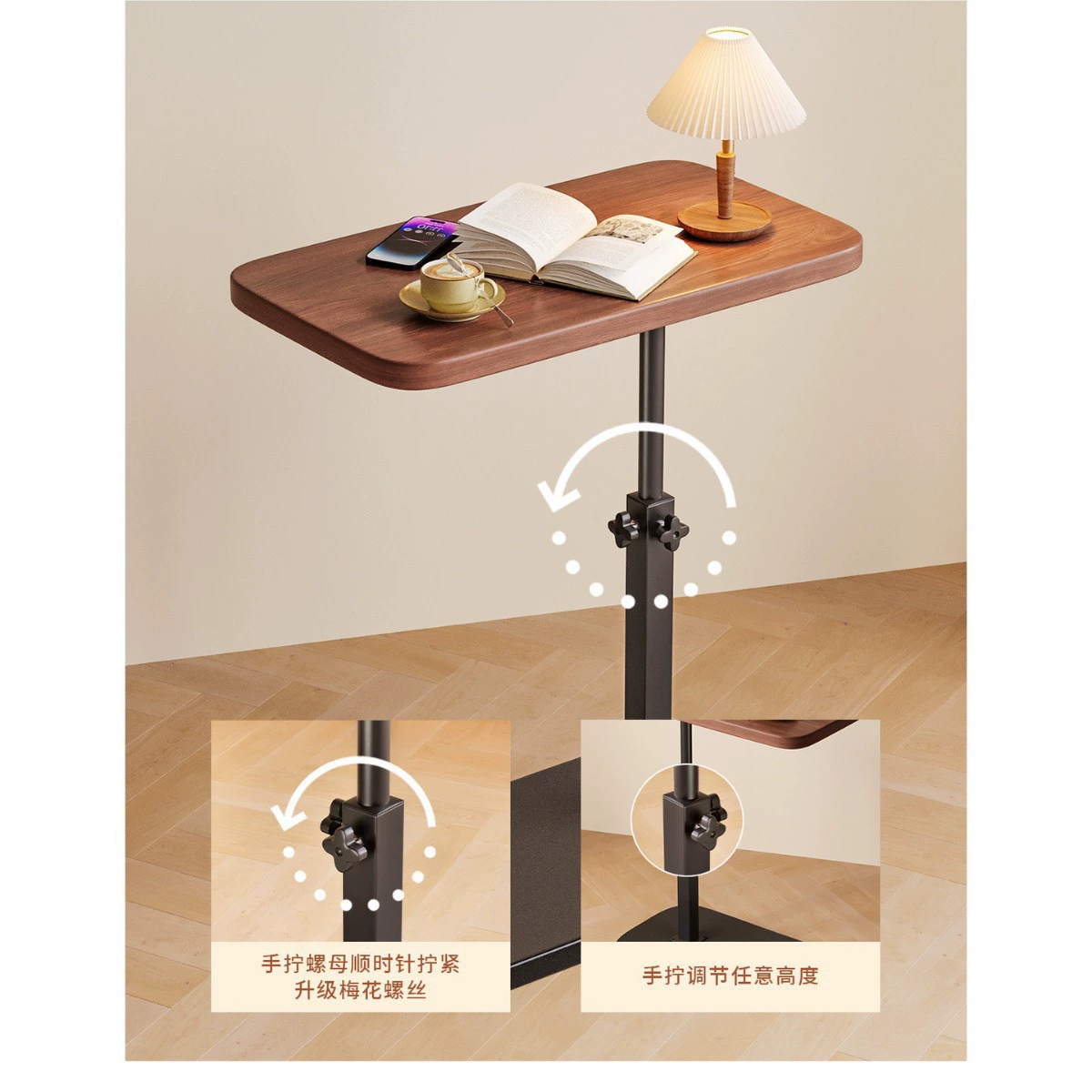 Прикроватная тумбочка для хранения, регулируемый приставной столик для дивана, бытовой чайный столик для гостиной, небольшой столик для спальни.