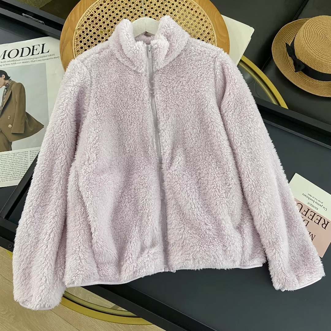 Chaqueta larga de felpa, manga larga, felpa coral, ropa de abrigo corta para otoño e invierno para mujer 479611/449753/439138