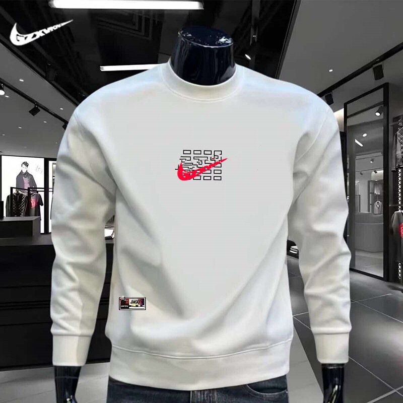 Autumn and winter loose-fitting branded long-sleeve crew neck sweatshirt for men, warm sports top, men's American fashion clothing
