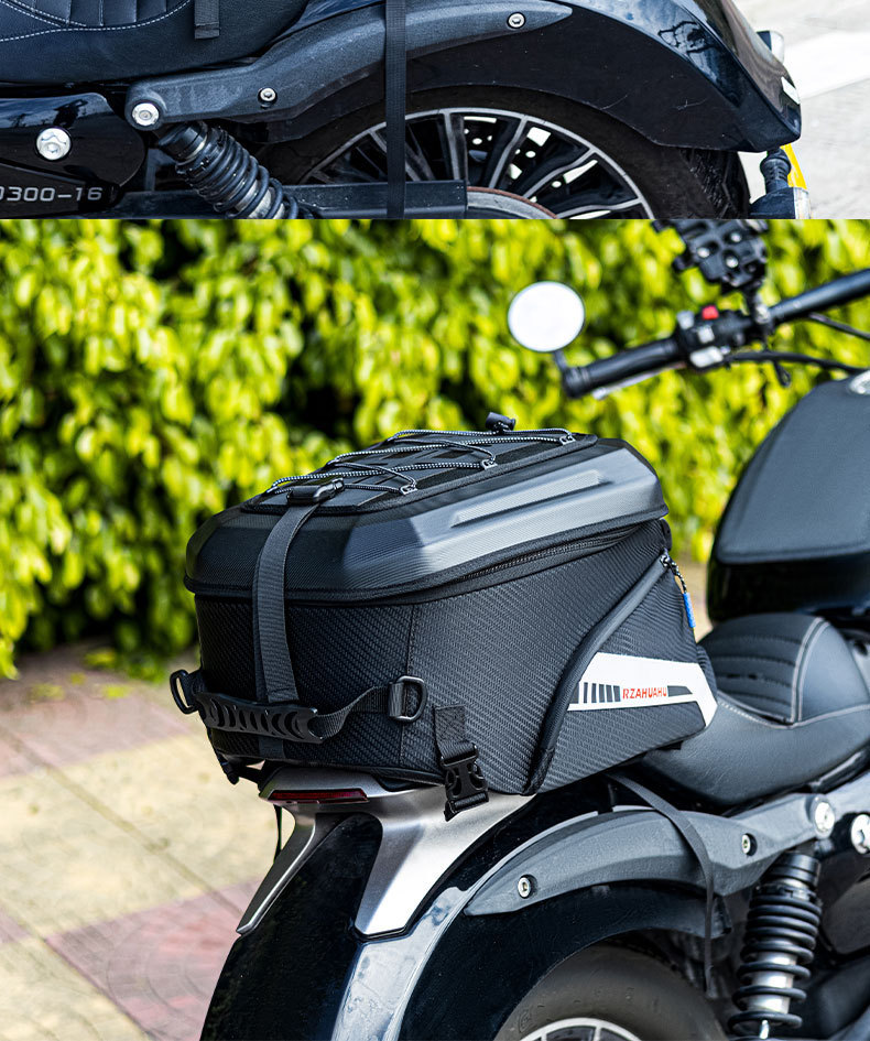Motorcycle Rear Seat Helmet Bag, Large Capacity Riding Bag, Travel Backpack, Water-Resistant Tail Bag, Rider Gear