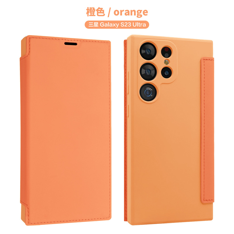 Suitable for Samsung S25Ultra Imitation Liquid Flip Card Mobile Phone Leather Case S24+ S23 S22 Ultra-Thin Protective Case