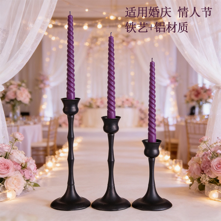 INS creativo retro nórdico candelabro metal hierro candelabro bandeja vela cena vela base columna de hierro candelabro