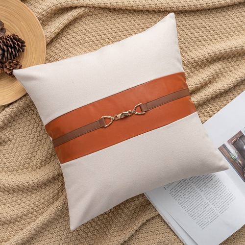 New European and American light luxury ins style pillowcase creative imitation leather stitching sofa cushion double-sided nima head cushion