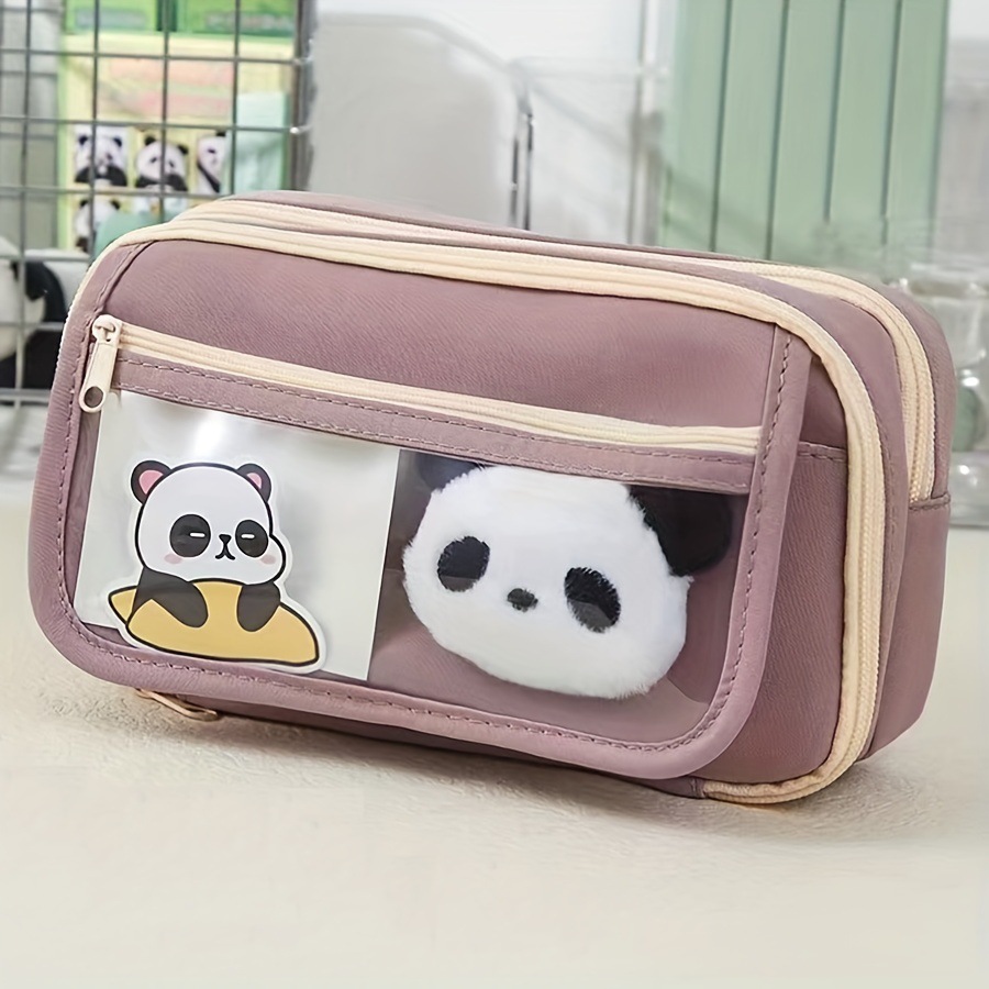 Japón encantador dibujos animados tablero de ajedrez bolsas de lápiz de gran capacidad bolsas de lápiz bolsas de almacenamiento de lienzo estudiantes bolsas de papelería